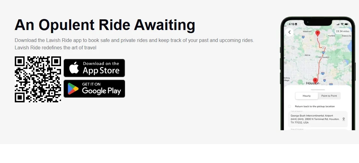 Lavish Ride booking app for iOS and Android, designed for effortless, fast, and secure luxury car reservations—book your chauffeur-driven ride in seconds.
