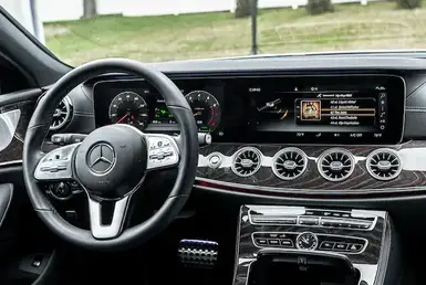 black car Mercedes-Benz CLS Interior, first class services, showing the luxury of the Houston roadshow services