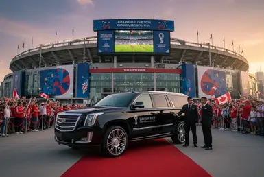 AI Image of Lavish Ride Cadillac Escalade SUV infront of Toronto Stadium