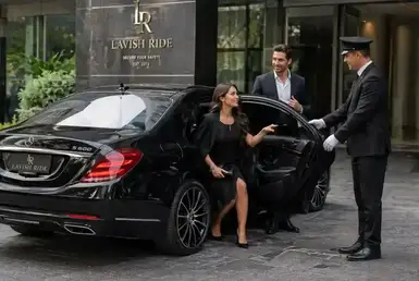 Houston hourly Roadshow chauffeur service providing flexible luxury transportation with a uniformed chauffeur assisting passengers.