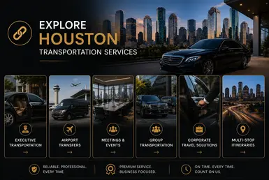 Houston transportation services including executive travel, airport transfers, group transportation, and corporate mobility solutions.
