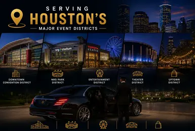 Luxury transportation serving Houston’s major event districts, convention centers, stadiums, entertainment venues, and nightlife areas.