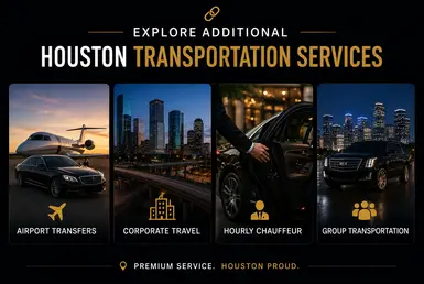 Houston transportation services including airport transfers, corporate travel, chauffeur service, and group transportation solutions.