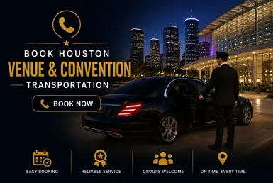 Luxury black car and chauffeur service for Houston convention centers, venues, conferences, and major event transportation bookings.