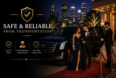 Safe and reliable Houston prom transportation with professional chauffeur service and luxury SUV arrival for prom night events