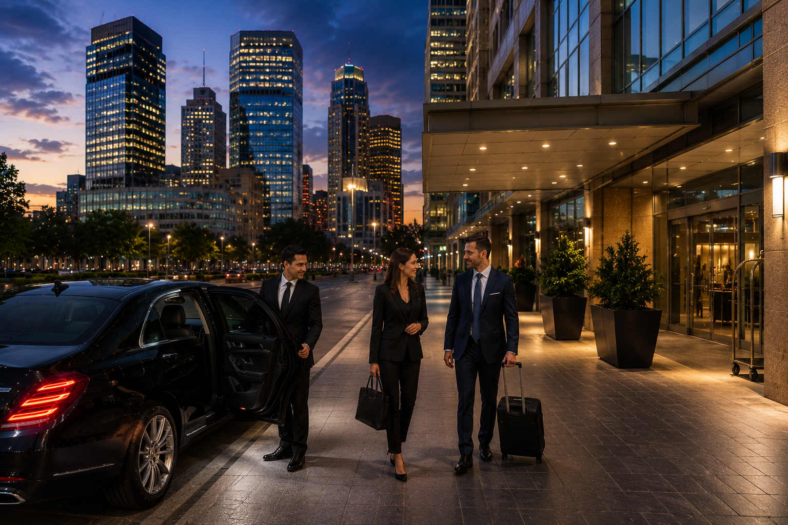 Luxury chauffeur transportation for convention hotels and Downtown Houston business districts featuring executive black car service for business travelers and hotel guests.