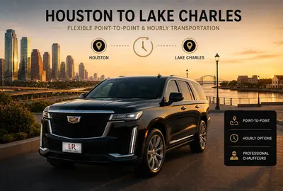 Cadillac Escalade SUV providing flexible point-to-point and hourly transportation between Houston and Lake Charles with private chauffeur service and luxury long-distance travel.