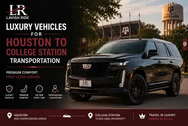 Luxury Cadillac Escalade transportation from Houston to College Station near Texas A&M University.