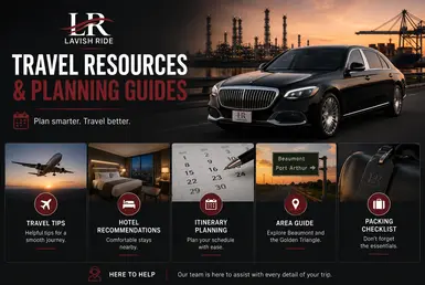 Travel resources and planning guides for Beaumont trips, featuring itinerary planning, hotel recommendations, travel tips, and packing essentials.