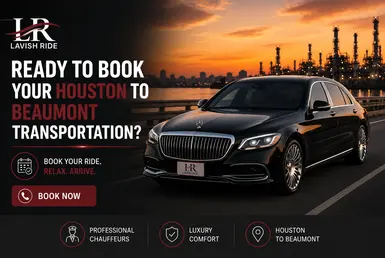 Luxury Houston to Beaumont transportation featuring a premium chauffeur-driven SUV ready for long-distance travel.