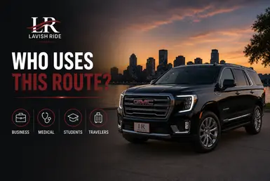 Luxury GMC Yukon transportation for business travelers, healthcare visitors, university guests, and regional travelers between Houston and Alexandria.