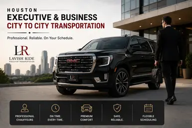 Houston to Shreveport Executive city-to-city transportation featuring a luxury GMC Yukon SUV, providing professional chauffeur service for corporate travelers and business professionals.