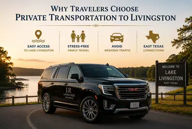 Luxury GMC Yukon at Lake Livingston providing private transportation from Houston with convenient, family-friendly East Texas travel.
