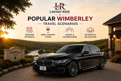 BMW 7 Series in Wimberley Hill Country providing luxury transportation for weekend getaways, wine tours, special events, retreats, and relaxing private travel experiences.
