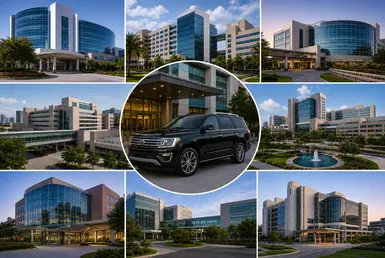 Luxury medical transportation serving Houston hospitals and healthcare destinations with a premium SUV and professional chauffeur.