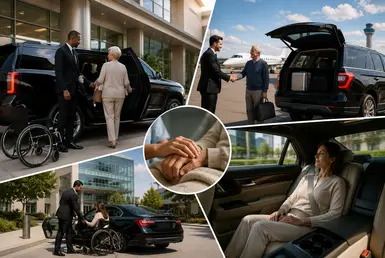 Private medical transportation with professional chauffeur providing safe, comfortable and reliable healthcare travel in Houston.