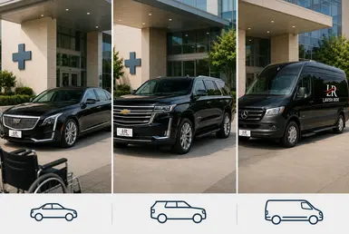 Lavish Ride luxury sedan, SUV, and Sprinter van for private healthcare transportation in Houston's Texas Medical Center.