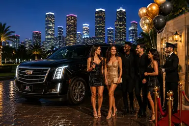 Luxury birthday transportation in Houston with black SUV chauffeur service for birthday parties, celebrations, and private group travel events