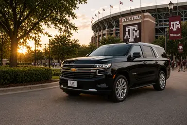 Chevrolet Suburban providing luxury transportation from Houston to College Station near Texas A&M University.