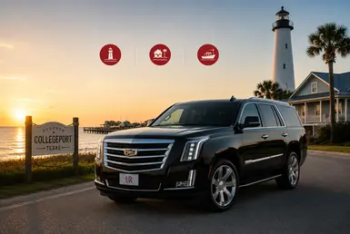 Cadillac Escalade serving Collegeport and Matagorda County destinations, including coastal communities, waterfront properties, marinas, and regional Gulf Coast travel connections.