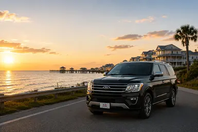 Ford Expedition comparing private transportation and self-driving to Collegeport, highlighting comfort, convenience, chauffeur service, easier group travel, and stress-free coastal transportation.