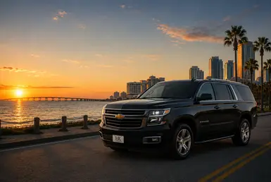 Luxury Chevrolet Suburban transportation from Houston to Corpus Christi, featuring private chauffeur service along the Texas Gulf Coast.