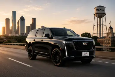 Cadillac Escalade providing luxury transportation between Houston and Mexia, connecting Central Texas travelers with comfortable, private chauffeured service.