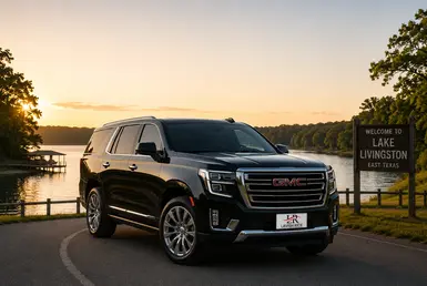 Luxury GMC Yukon at Lake Livingston providing private transportation from Houston with convenient, family-friendly East Texas travel.