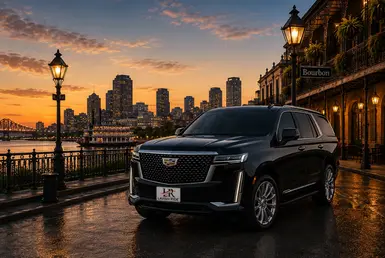 New Orleans destinations served by luxury transportation, including the French Quarter, Convention Center, Port of New Orleans, CBD, Tulane University, Loyola University, and Louisiana regional connections.