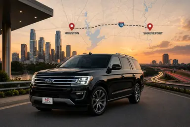 Houston to Shreveport Executive city-to-city transportation featuring a luxury GMC Yukon SUV, providing professional chauffeur service for corporate travelers and business professionals.