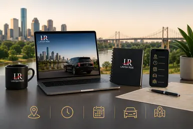 Travel resources and planning guides featuring a luxury SUV, route planning tools, travel schedules, and transportation information for seamless trip preparation.