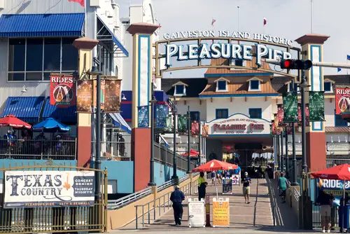 The Galveston Island Historic Pleasure Pier in Galveston, Texas, United States.