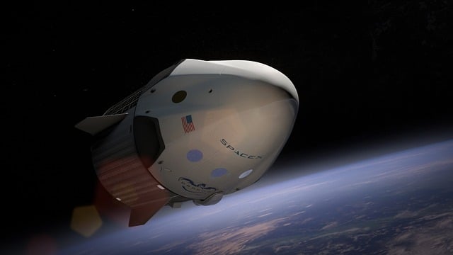 Illustrated drawing of the Dragon spacecraft in space